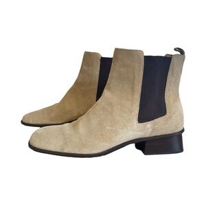 Vintage Talbots Tan Suede Chelsea Boots Square Toe Size 8.5